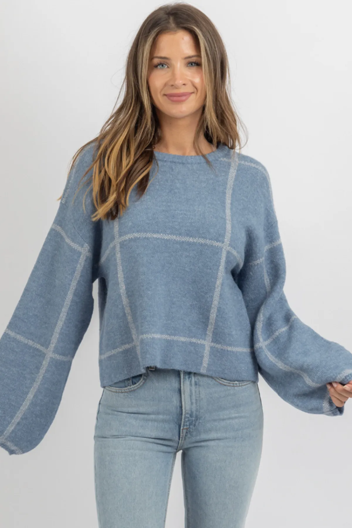 OFF THE GRID BLUE SWEATER