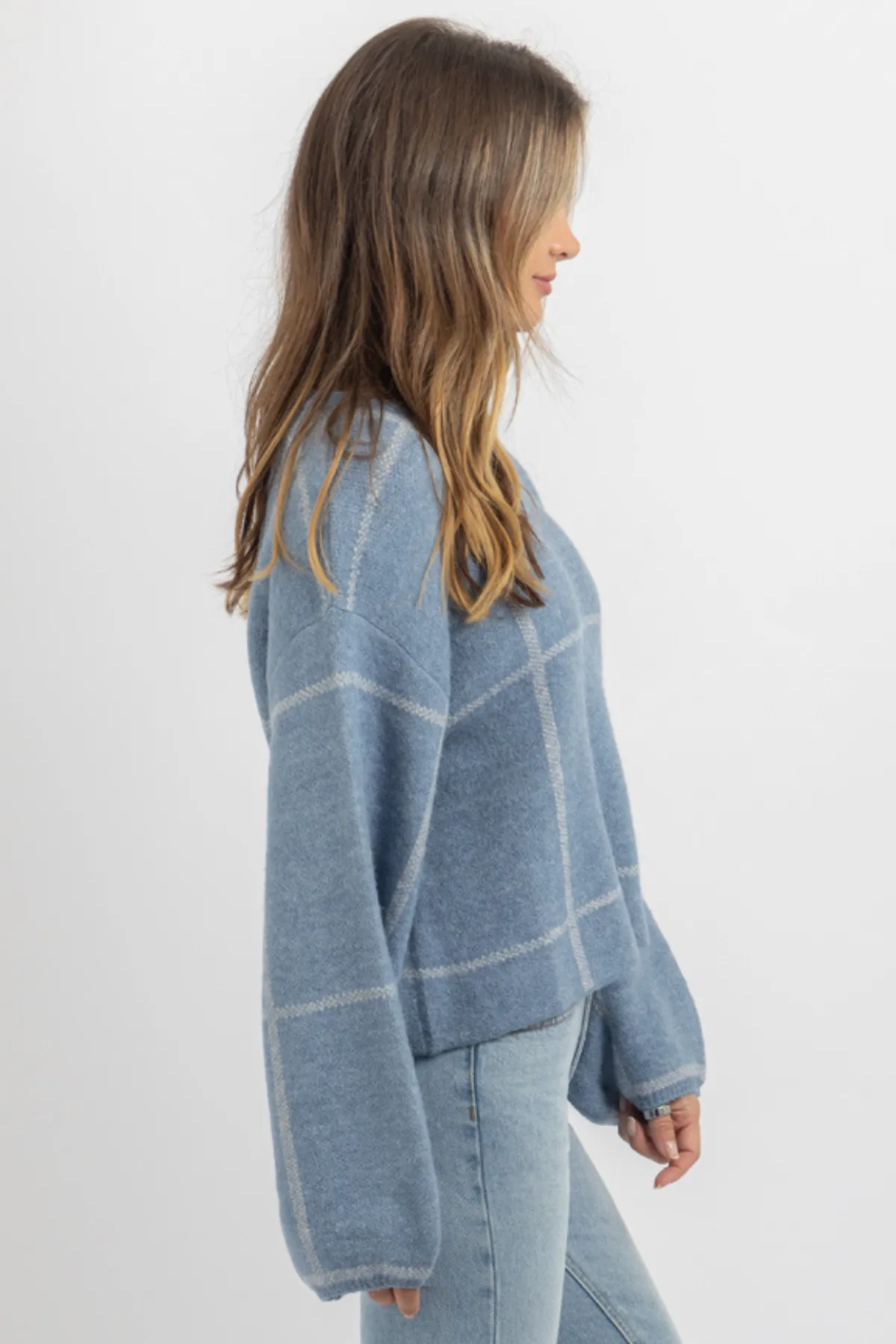 OFF THE GRID BLUE SWEATER