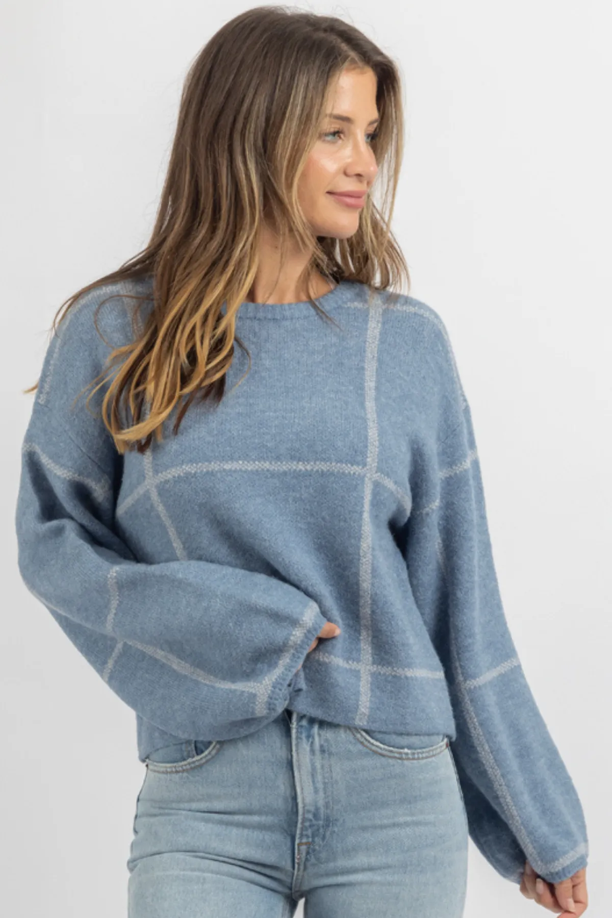 OFF THE GRID BLUE SWEATER