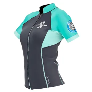 Open Box ScubaPro Women's 1.5mm Everflex Short Sleeve Rash Guard, Teal, Size: 3X-Large