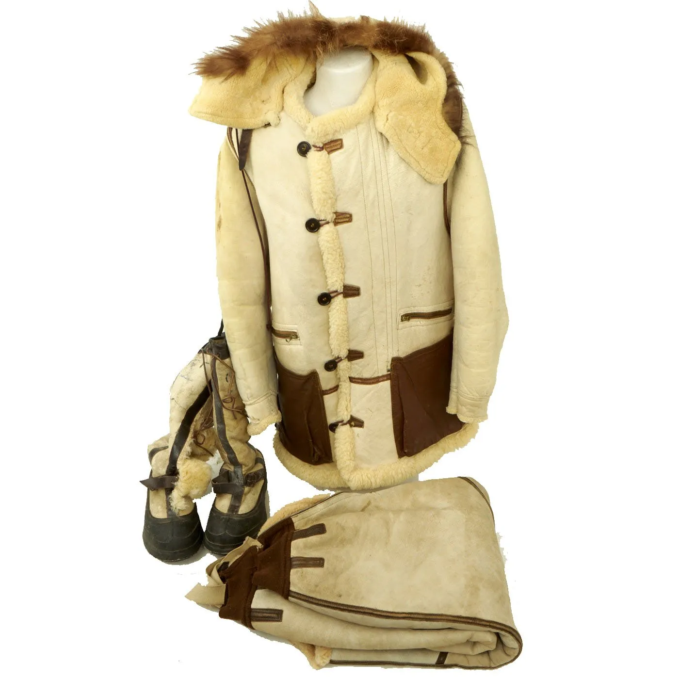 Original U.S. WWII Army Air Force Type B-7 Shearling Jacket with A-6 Pants and A-10 Boots - High Altitude Cold Weather