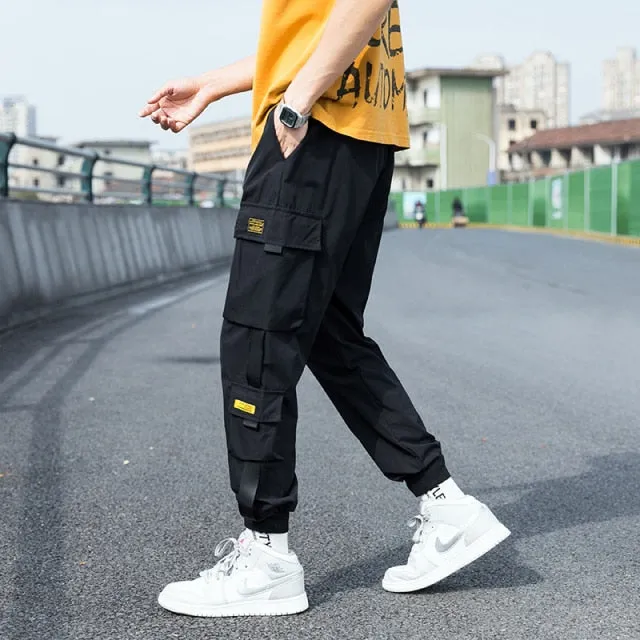 Oversized Men Cargo Pants Streetwear Black Mens Jogging Sweatpants Casual Elastic Waist Harem Pants Male Large Size 5XL