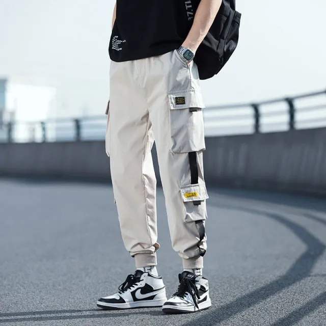 Oversized Men Cargo Pants Streetwear Black Mens Jogging Sweatpants Casual Elastic Waist Harem Pants Male Large Size 5XL