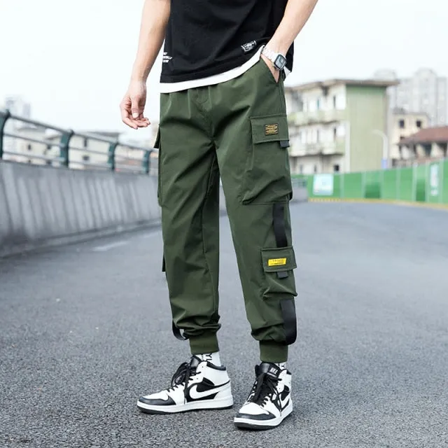 Oversized Men Cargo Pants Streetwear Black Mens Jogging Sweatpants Casual Elastic Waist Harem Pants Male Large Size 5XL