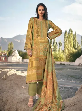 Pashmina Green Winter Salwar Suits Dress Material for Ladies