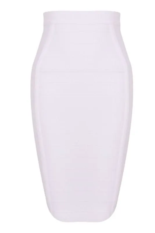 Pencil High Waist Bandage Knee Length Cocktail Skirt - Pearl White