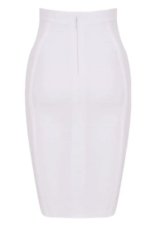 Pencil High Waist Bandage Knee Length Cocktail Skirt - Pearl White