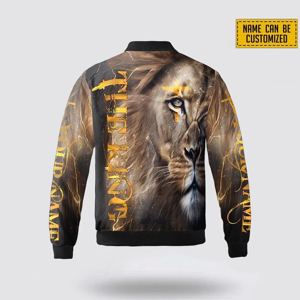 Personalized Name The King Lion Christian Jesus Bomber Jacket For Men Women