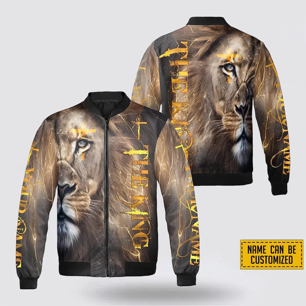 Personalized Name The King Lion Christian Jesus Bomber Jacket For Men Women