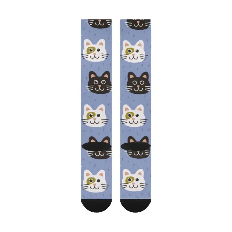 Personalized Over The Calf Unisex Cat Socks Gifts For Cat Lovers