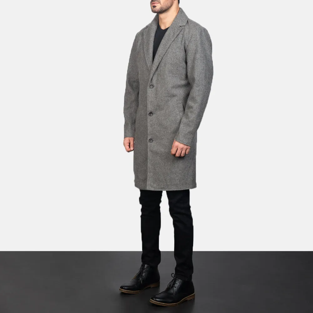 Petrillo Grey Wool Single Breasted Coat