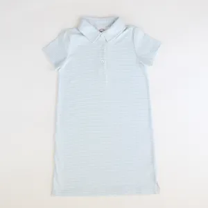 Polo Dress - Light Blue Stripe Knit