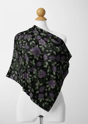 Purple Beaded Rose Satin Shawl