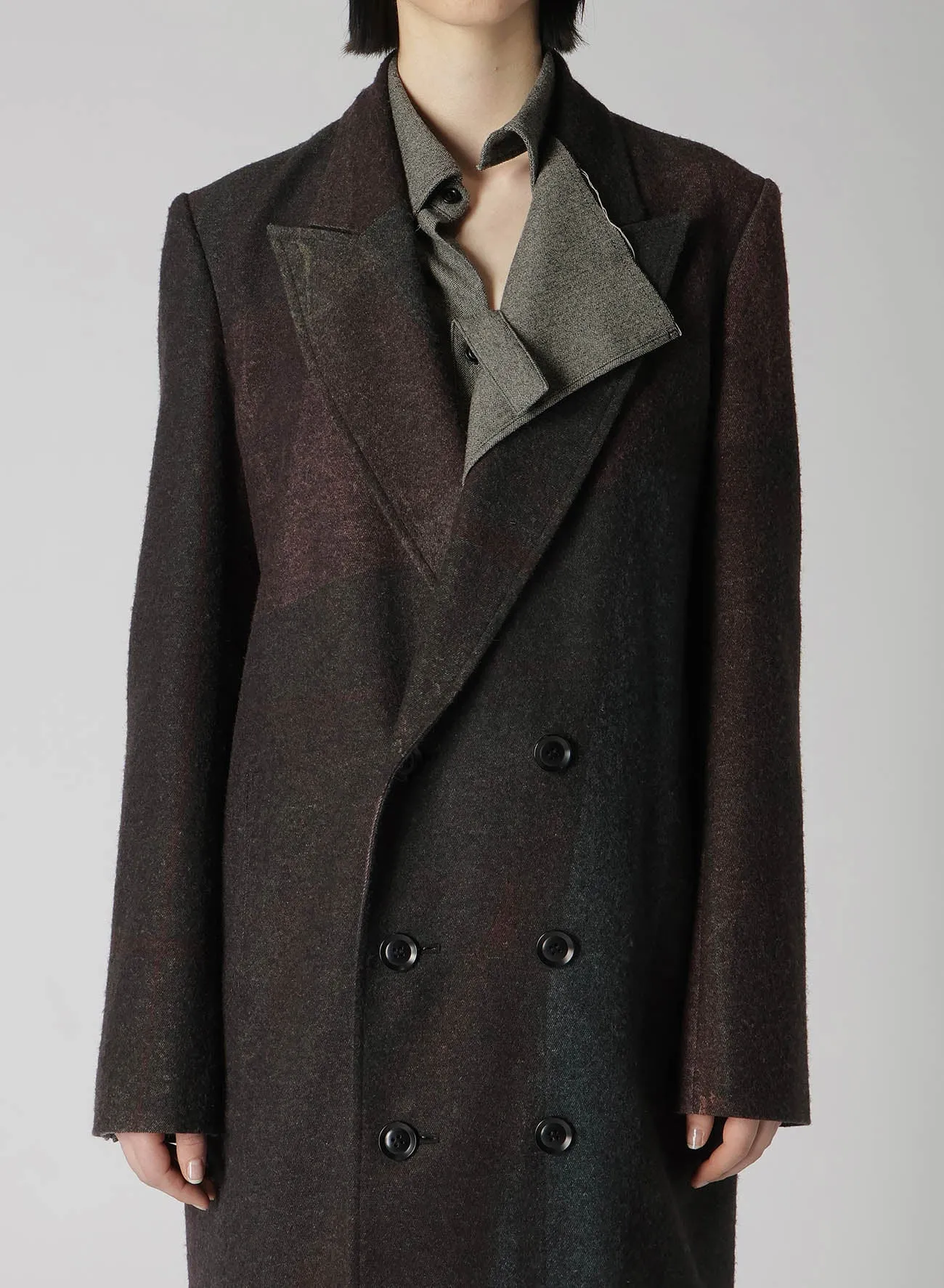 RAISED C/W TWILL PEALED CHECK PT W FRONT LONG COAT