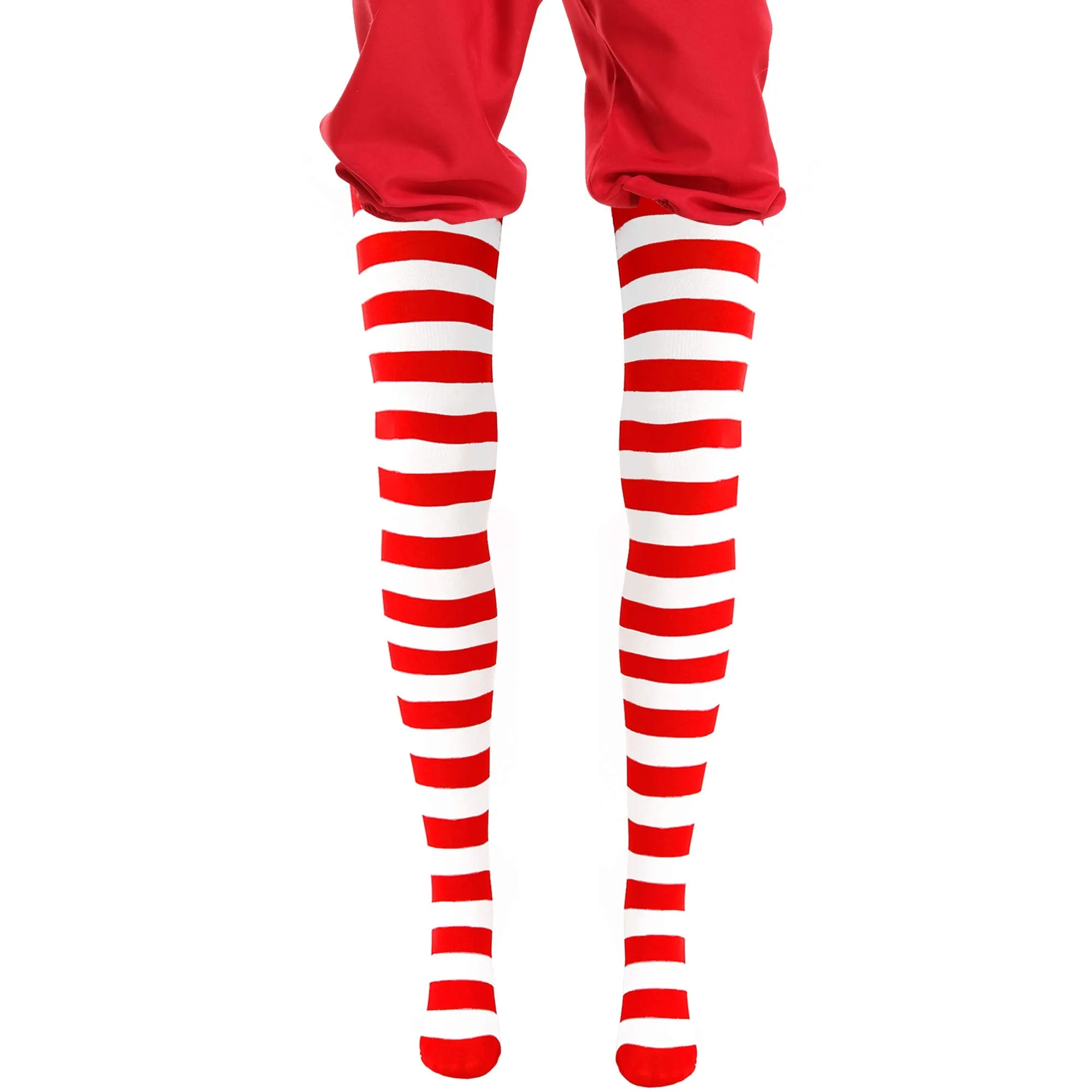 Red and White Socks - Over The Knee Striped Costume Accessories Red and White Stockings for Men, Women and Kids