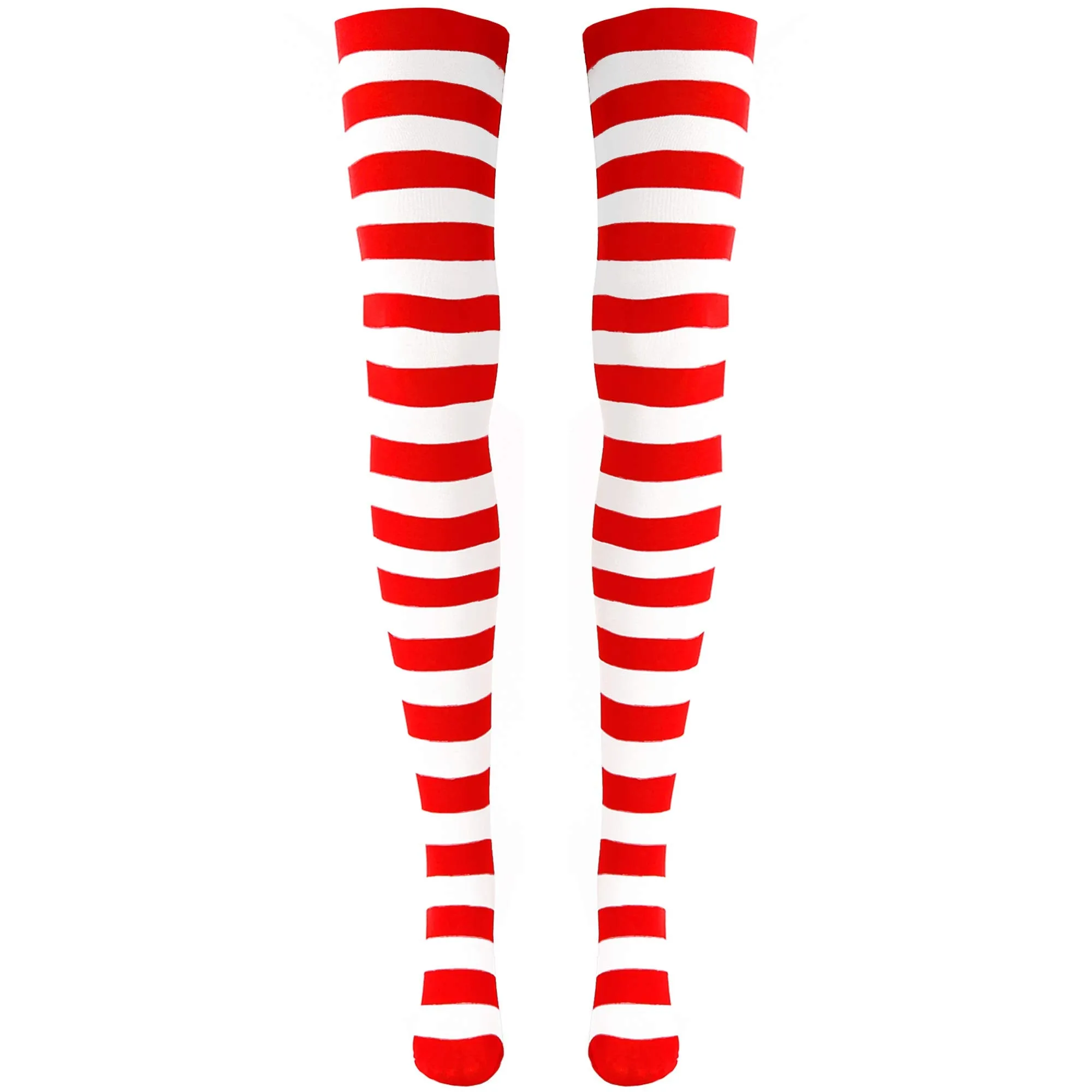 Red and White Socks - Over The Knee Striped Costume Accessories Red and White Stockings for Men, Women and Kids