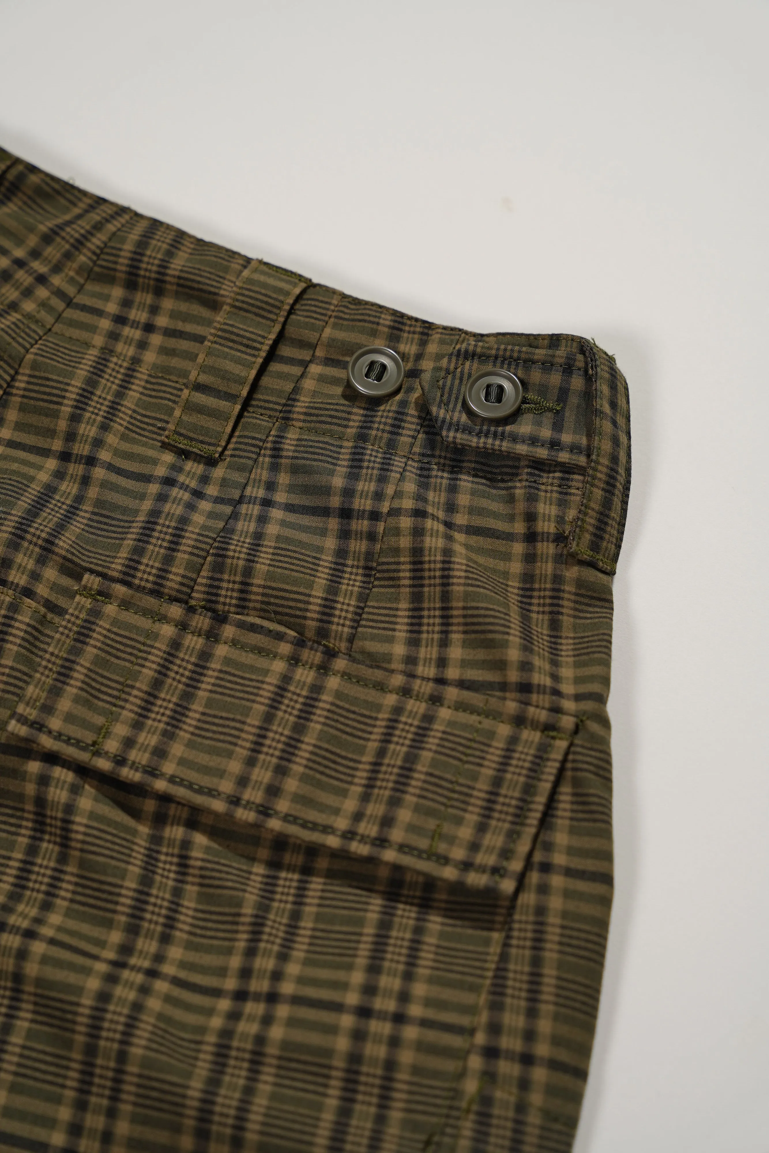 Royal Gaucho Pants - Olive Poly Cotton Small Plaid