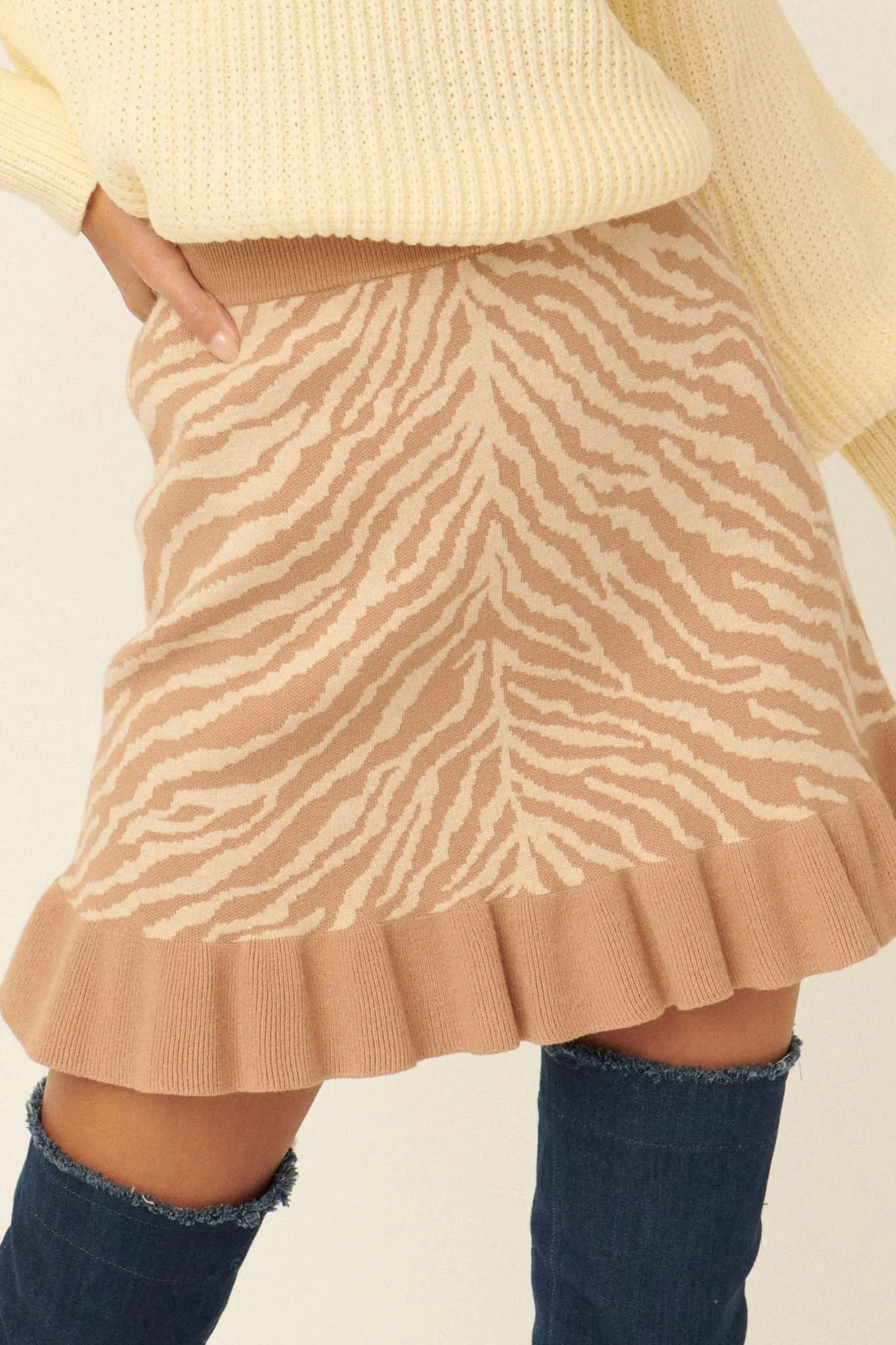 Safari Party Tiger Sweater Mini Skirt