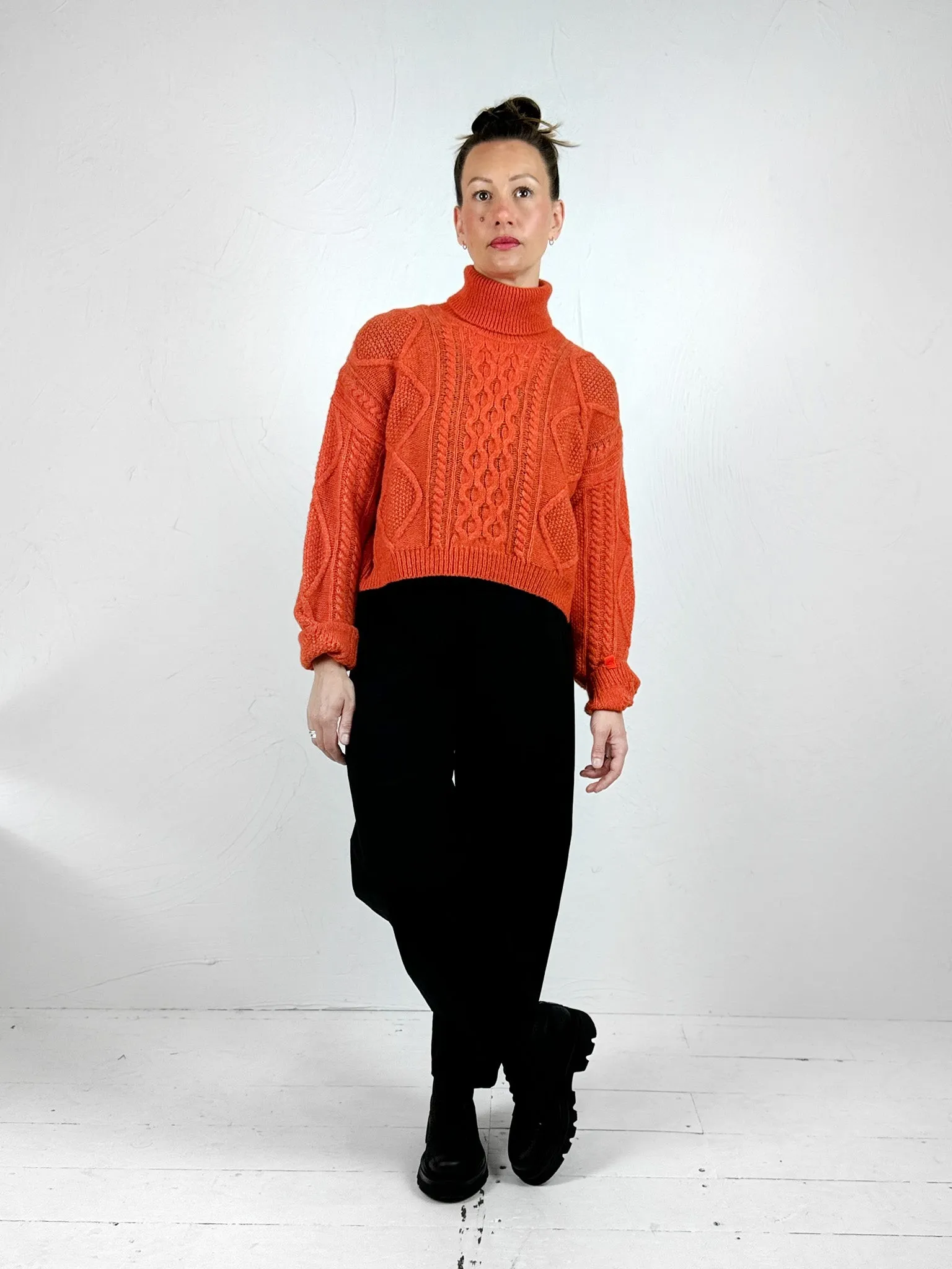 Saffira Orange Cable Knit Jumper