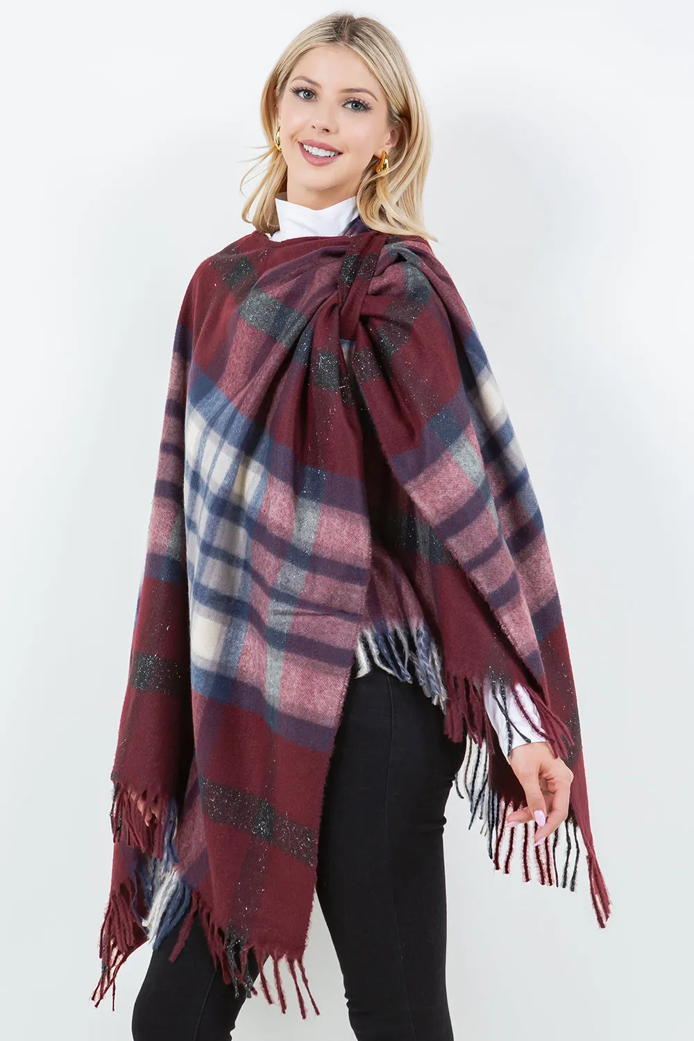 SH-4307 Plaid Shawl with Loop