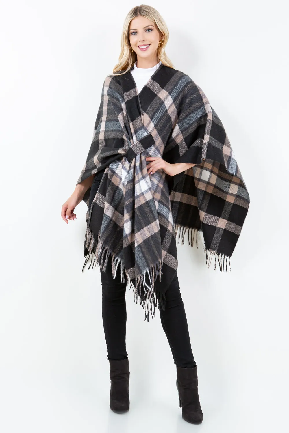 SH-4307 Plaid Shawl with Loop