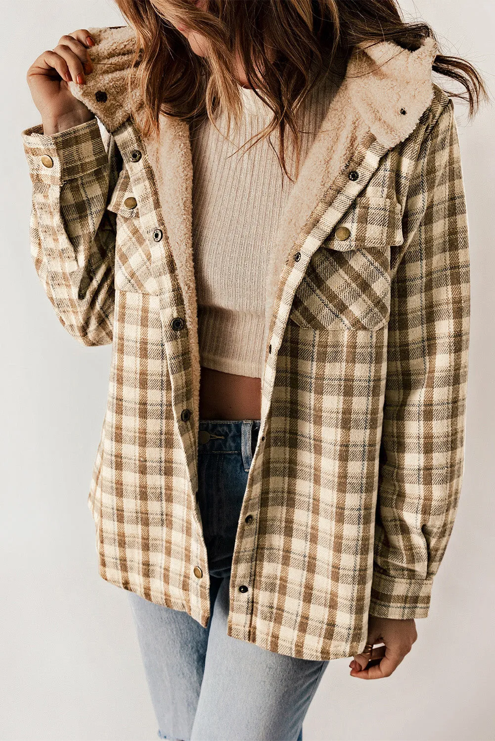 Sherpa Lined Hooded Flannel Jacket