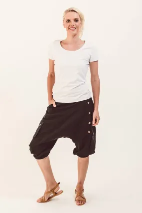 Short Drop Crotch Pants - Black