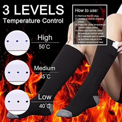 Sidiou Group Anniou 3.7V 2200mAh Heating Socks for Women Men Electric Heated Socks Rechargeable Battery Powered Winter Warm Outdoor Thermal Socks