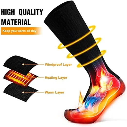 Sidiou Group Anniou 3.7V 2200mAh Heating Socks for Women Men Electric Heated Socks Rechargeable Battery Powered Winter Warm Outdoor Thermal Socks