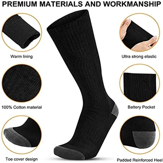 Sidiou Group Anniou 3.7V 2200mAh Heating Socks for Women Men Electric Heated Socks Rechargeable Battery Powered Winter Warm Outdoor Thermal Socks