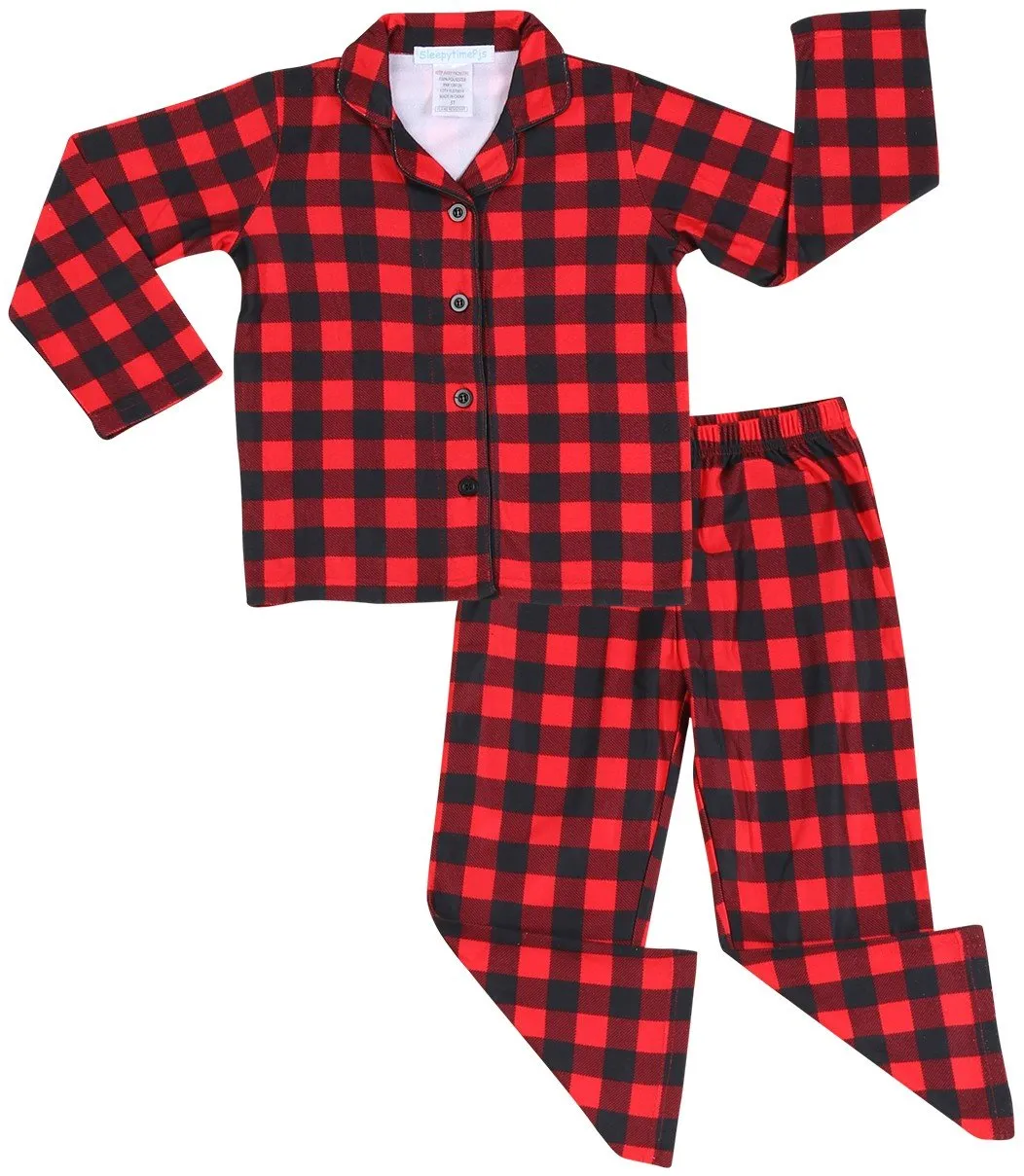 SleepytimePjs Christmas Family Matching Buffalo Plaid Flannel Pajamas for The Family