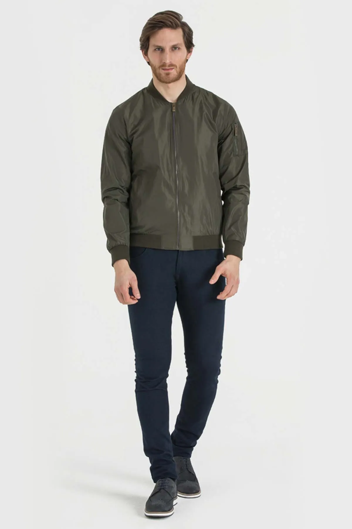 Slim Fit Bomber Cresta Khaki Sport Jacket, Khaki