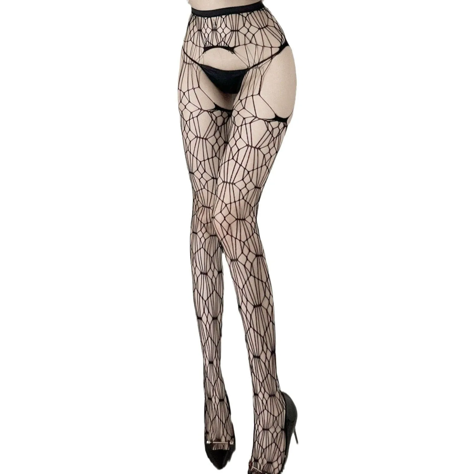 Spider web hollow out solid tights