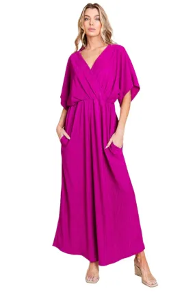 TEEK - Pocketed Magenta Maxi Dress