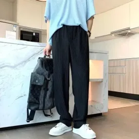 Texture Wide-leg Pants Vertical Stripes Men And Women Casual