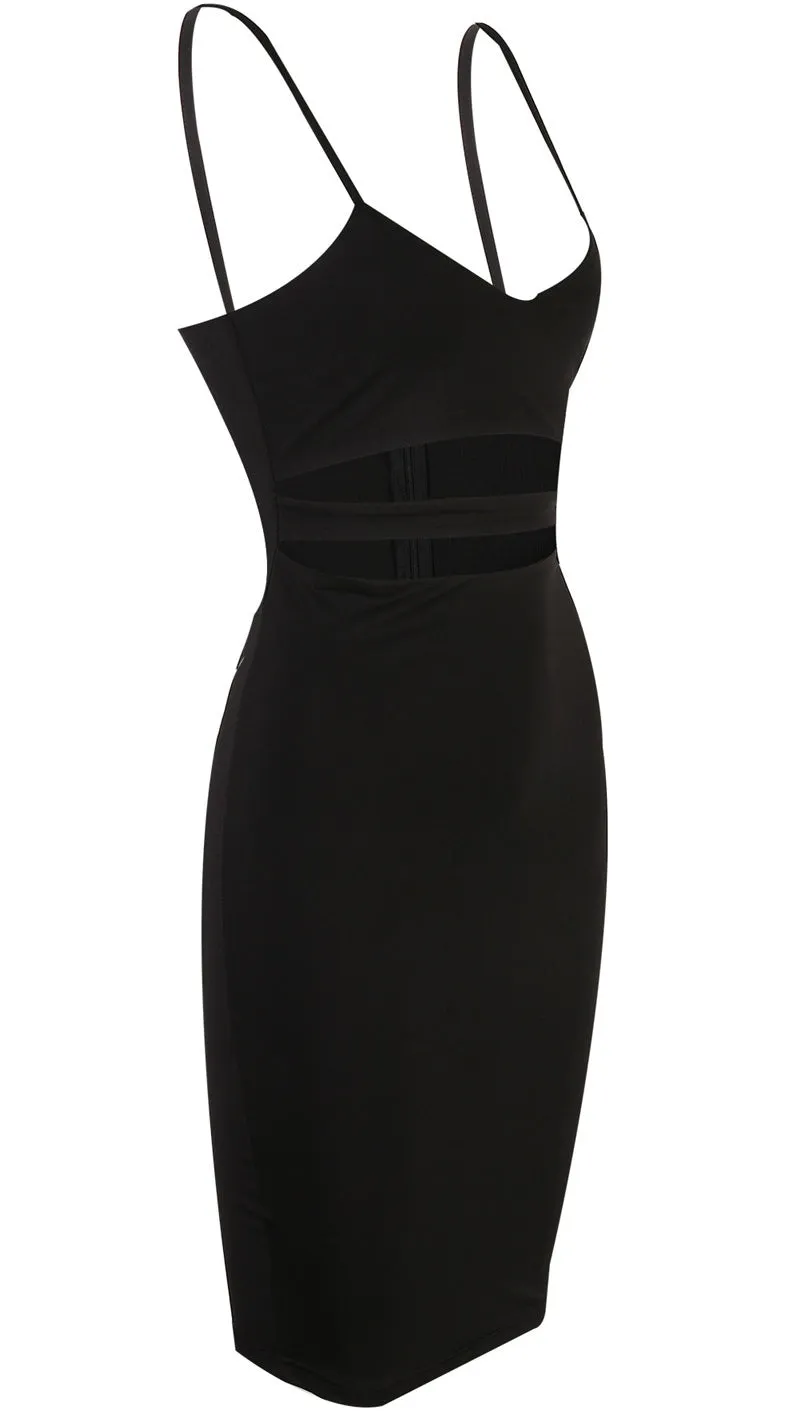 The Nina Cut Out Midi Dress Black