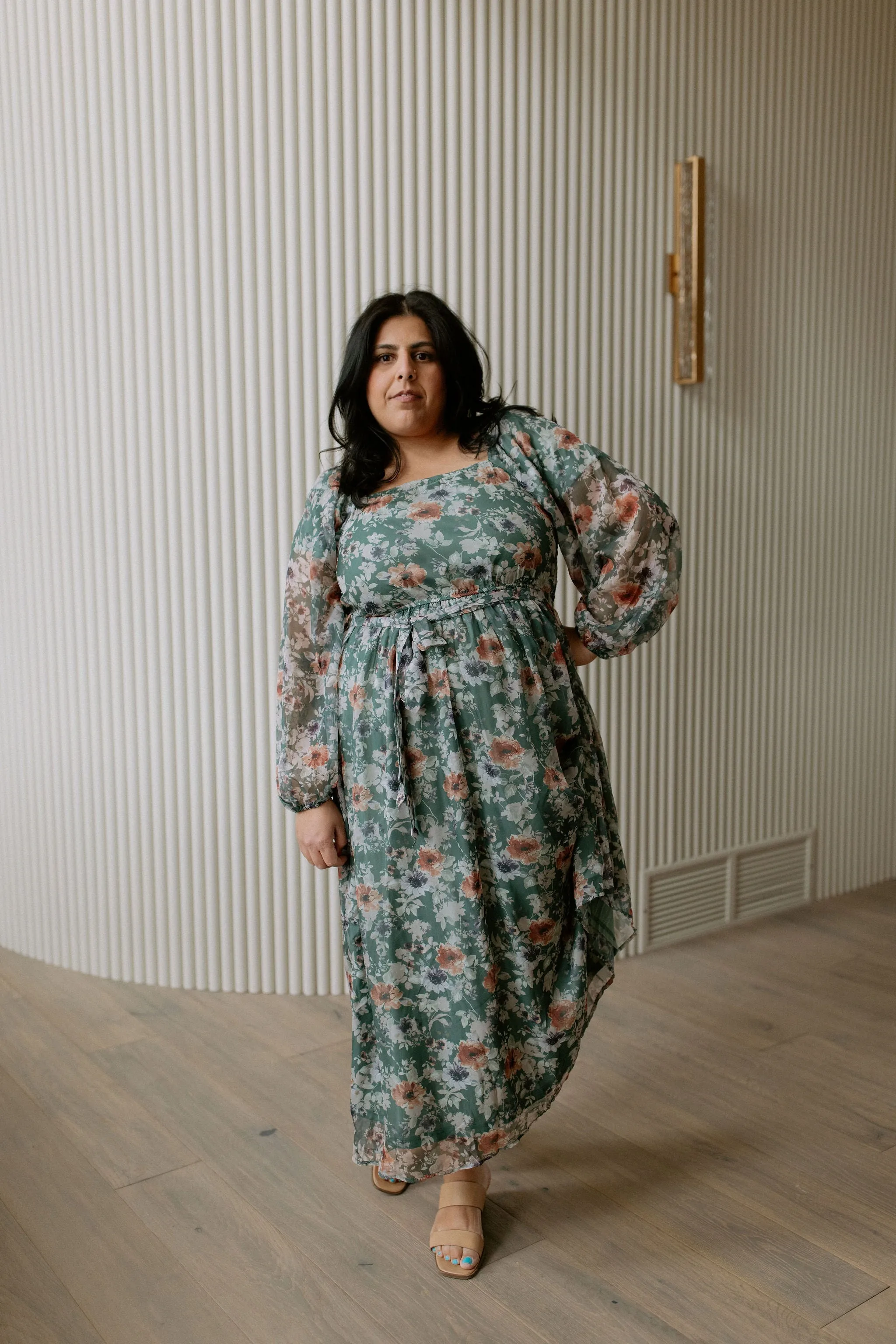 The Robyn Belted Floral Maxi Dress - PLUS