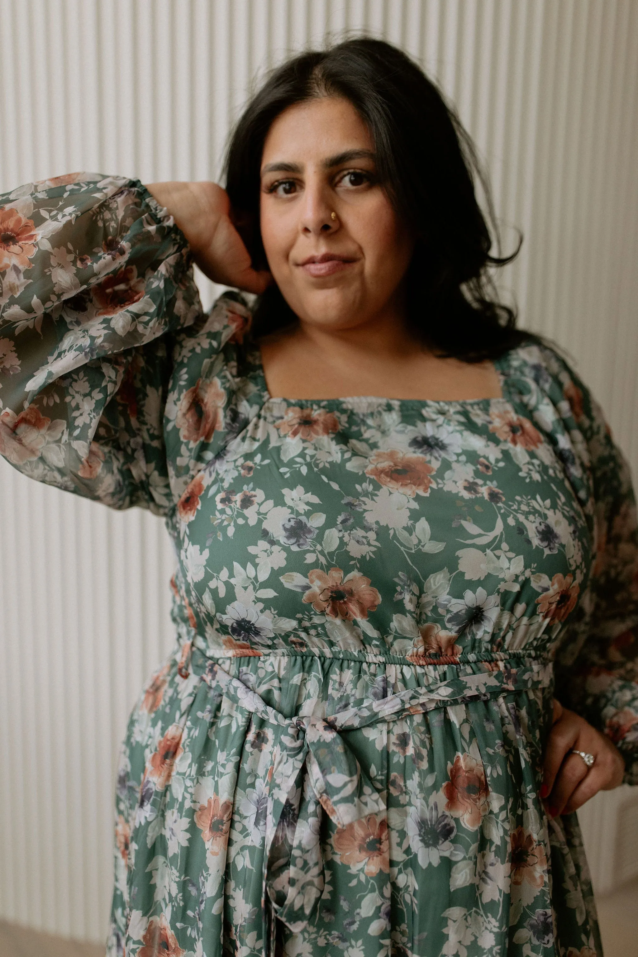 The Robyn Belted Floral Maxi Dress - PLUS