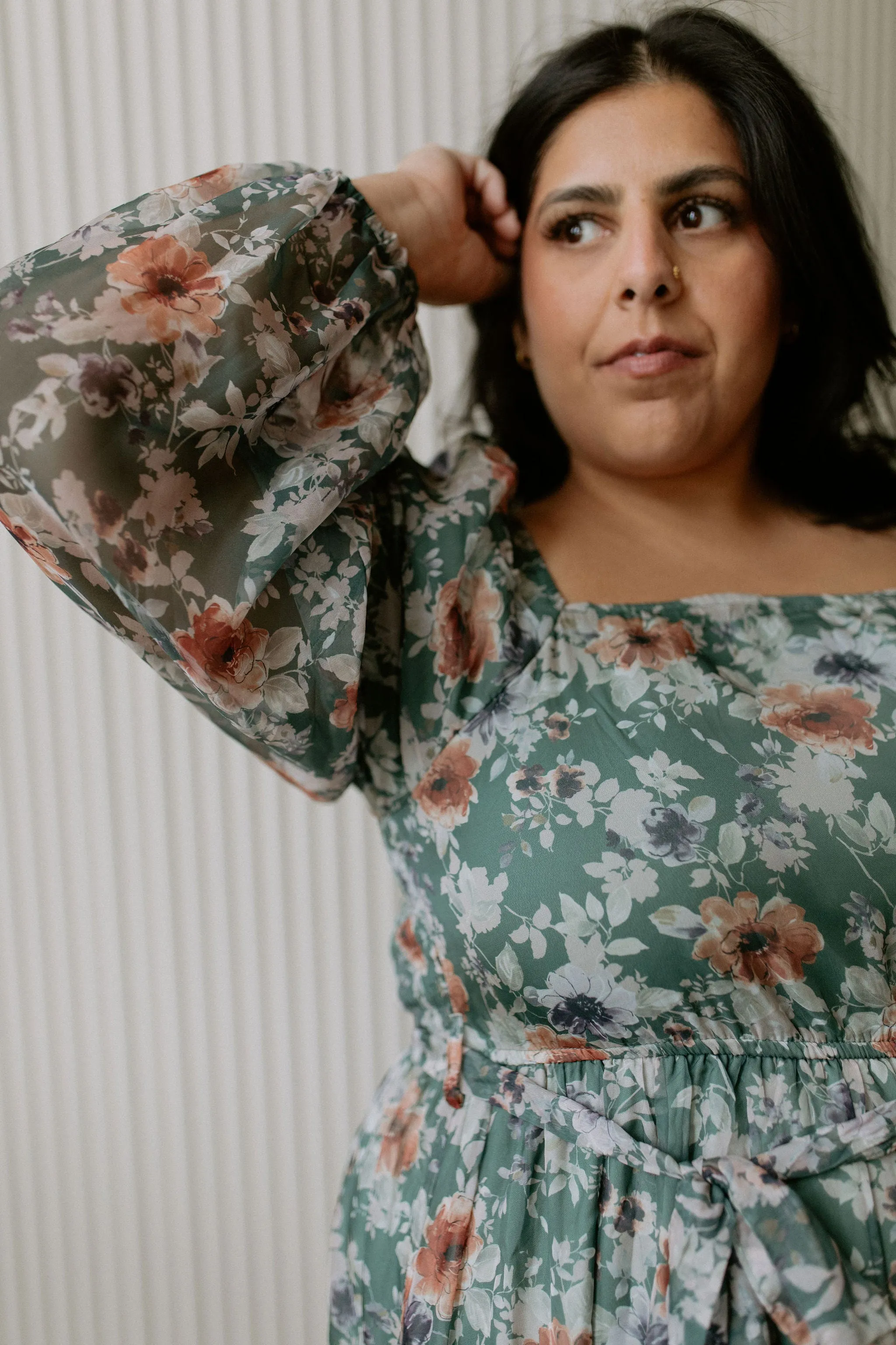 The Robyn Belted Floral Maxi Dress - PLUS