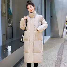 The same down cotton-padded clothes in the mall are women's long styles. In the winter of 2023, the new fried street knee stand-up collar thermal cotton-padded clothes and women's jackets.