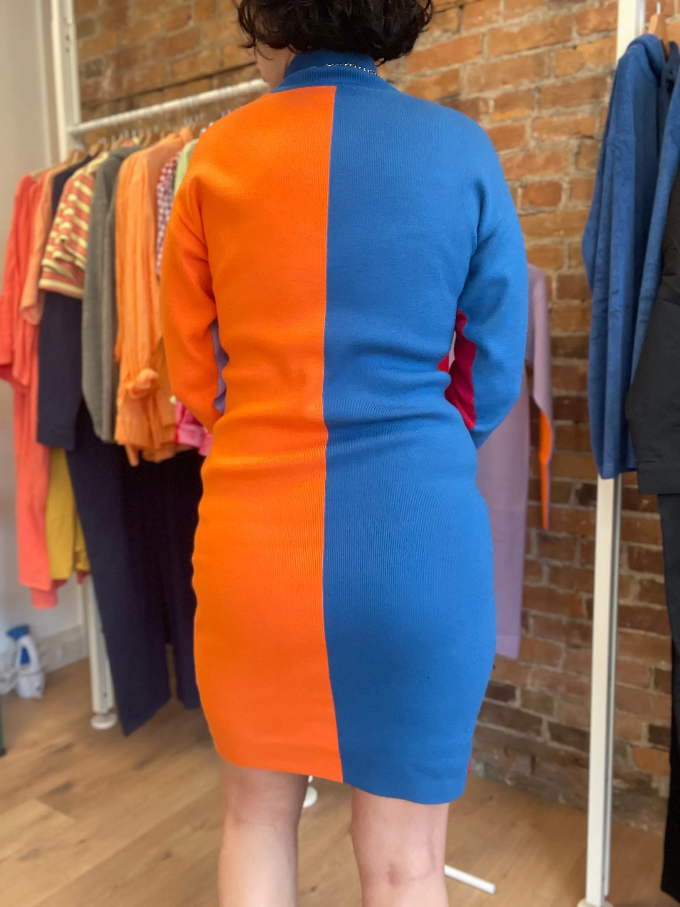 Tight Dress - Knit Colour Block