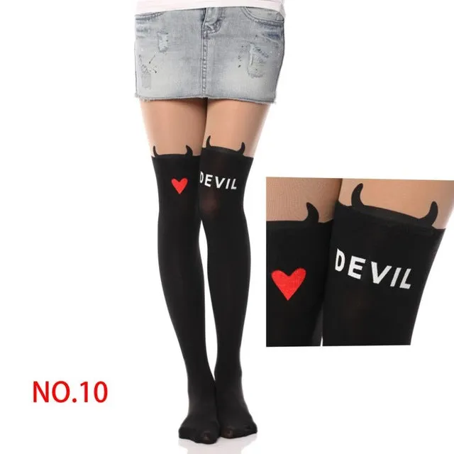 Tights Pantyhose Women Sexy Stockings Cat Pattern Print Cartoon 20 Style Spring&Autumn Mock Medias Pantis Woman Collant Femme