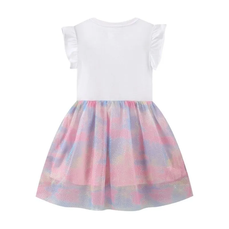 Toddler Girl's Short Sleeve Butterfly Pattern Dress