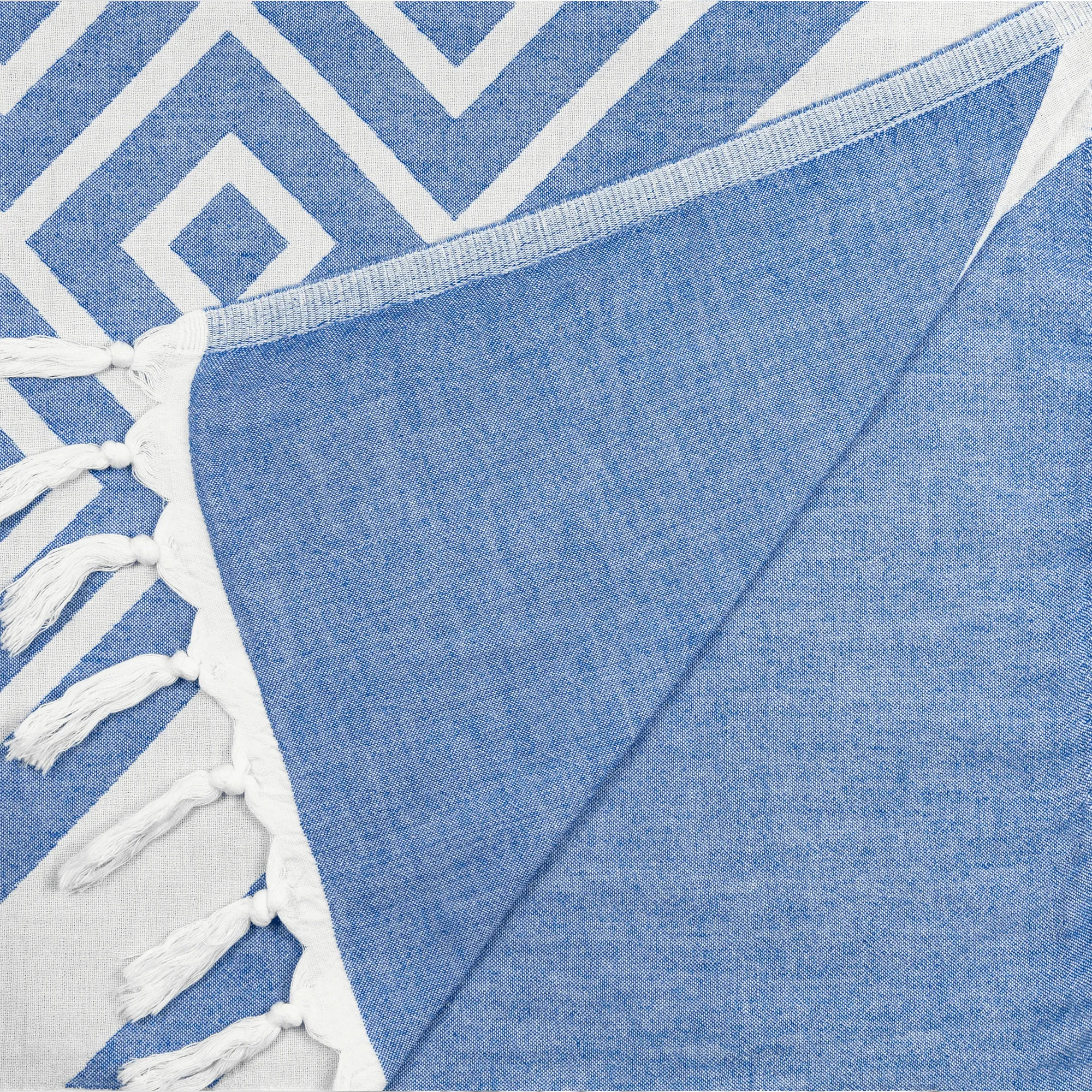 Turkish Cotton Body Towel | Geo Diamond in Blue   White