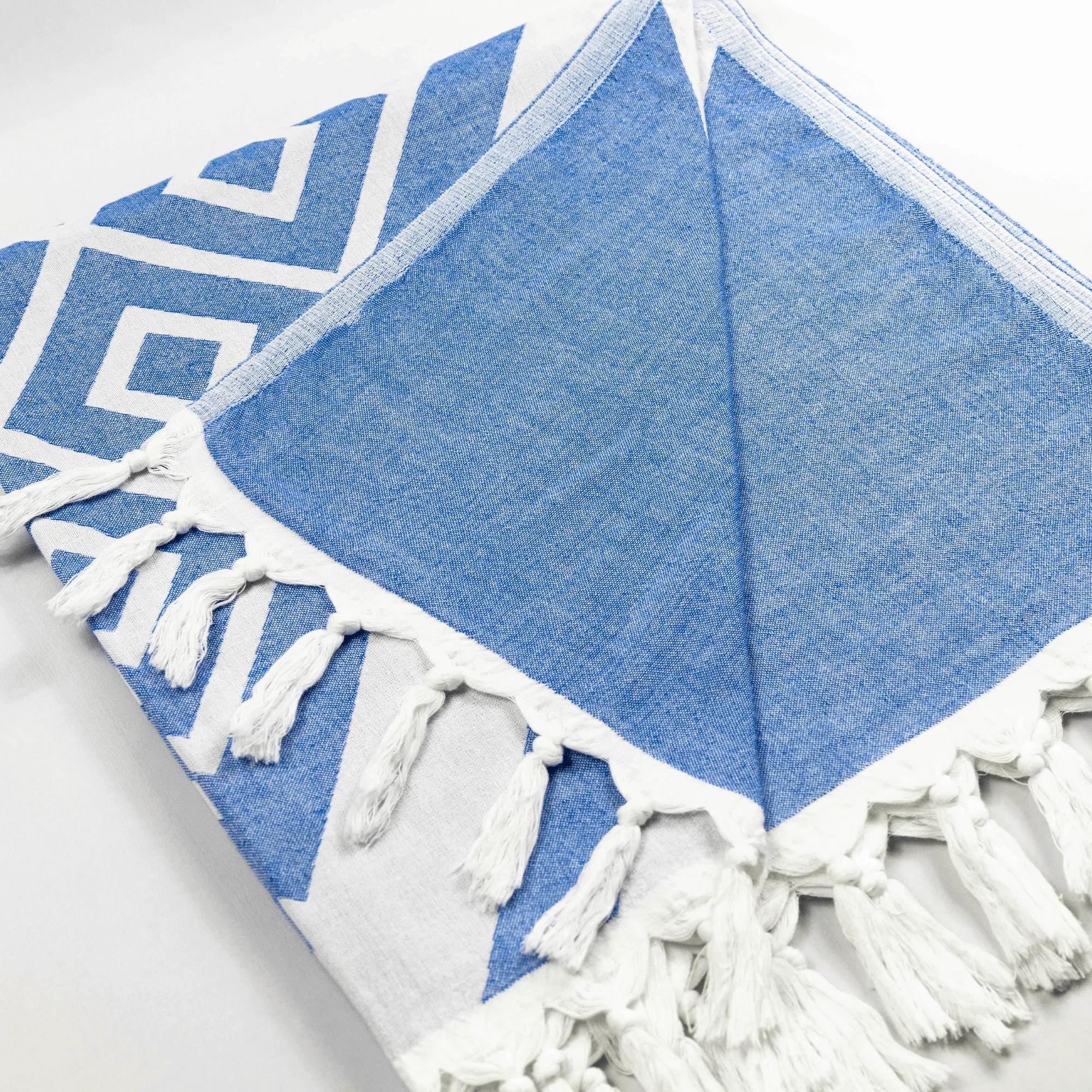 Turkish Cotton Body Towel | Geo Diamond in Blue   White