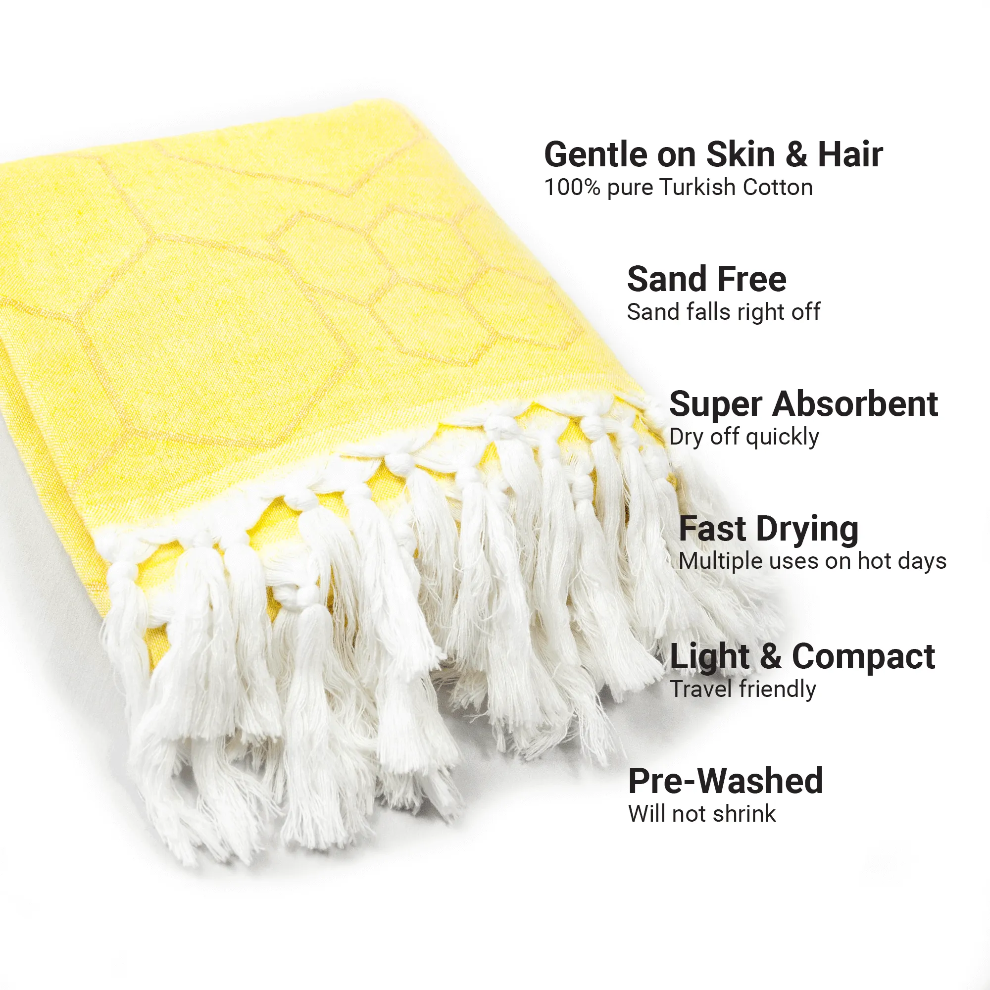 Turkish Cotton Body Towel | Honeycomb in Yellow   Orange