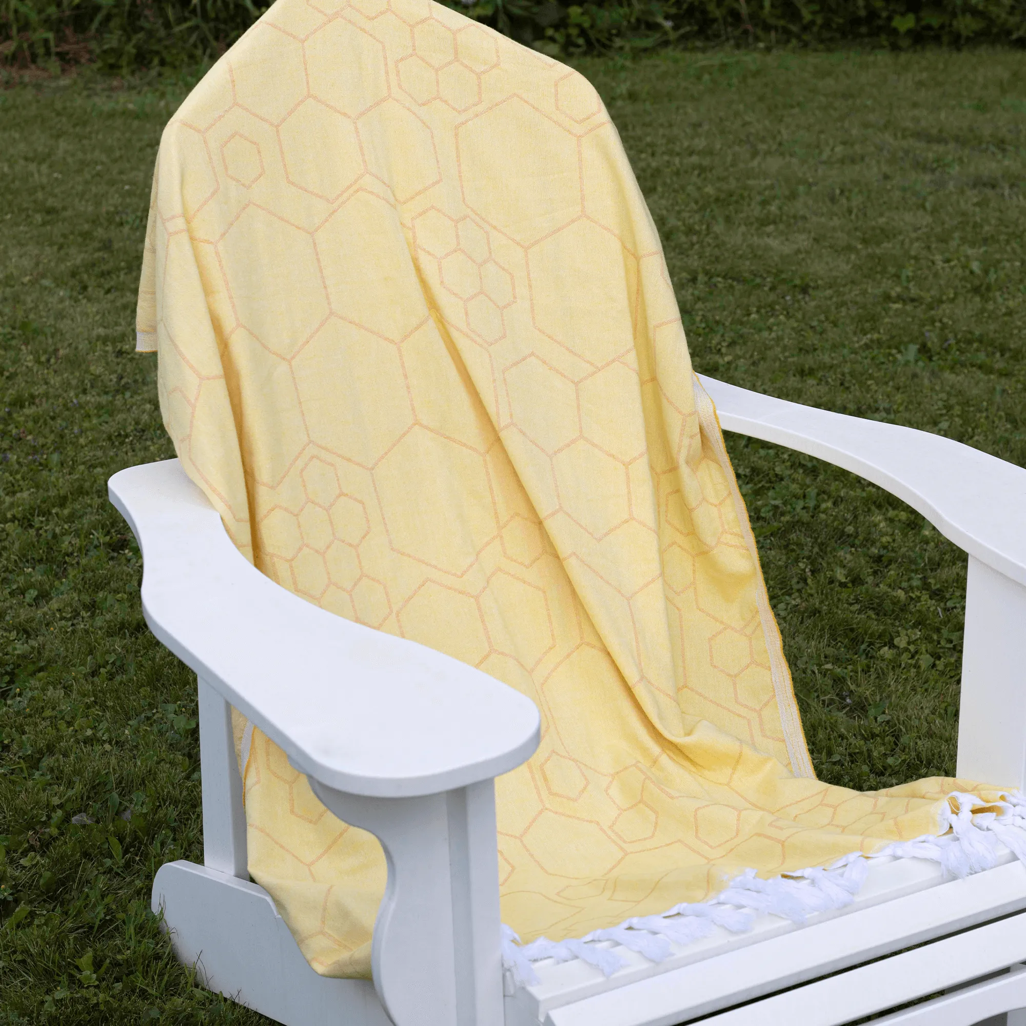 Turkish Cotton Body Towel | Honeycomb in Yellow   Orange