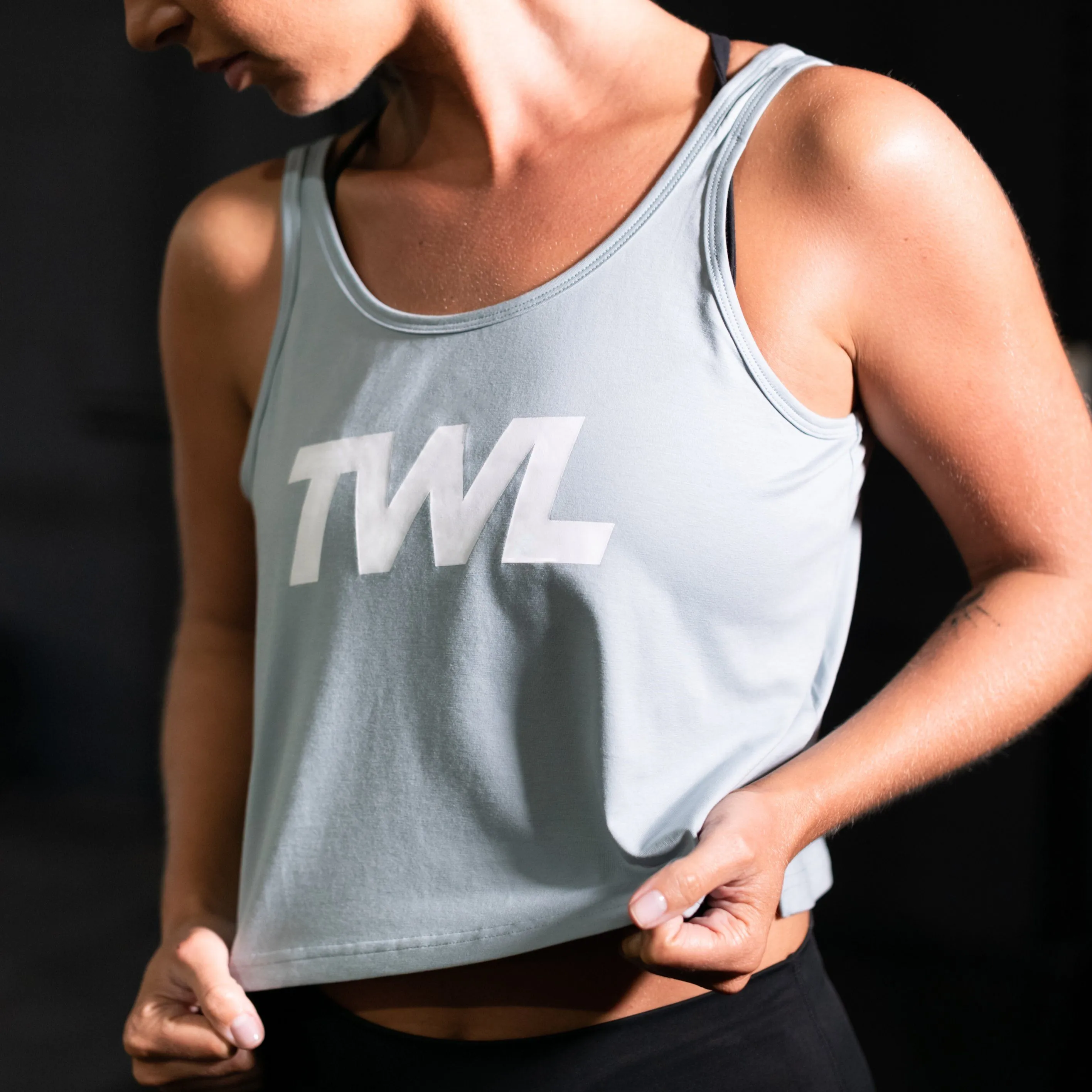 TWL - Women's Cropped Spirit Tank - POWDER BLUE/WHITE