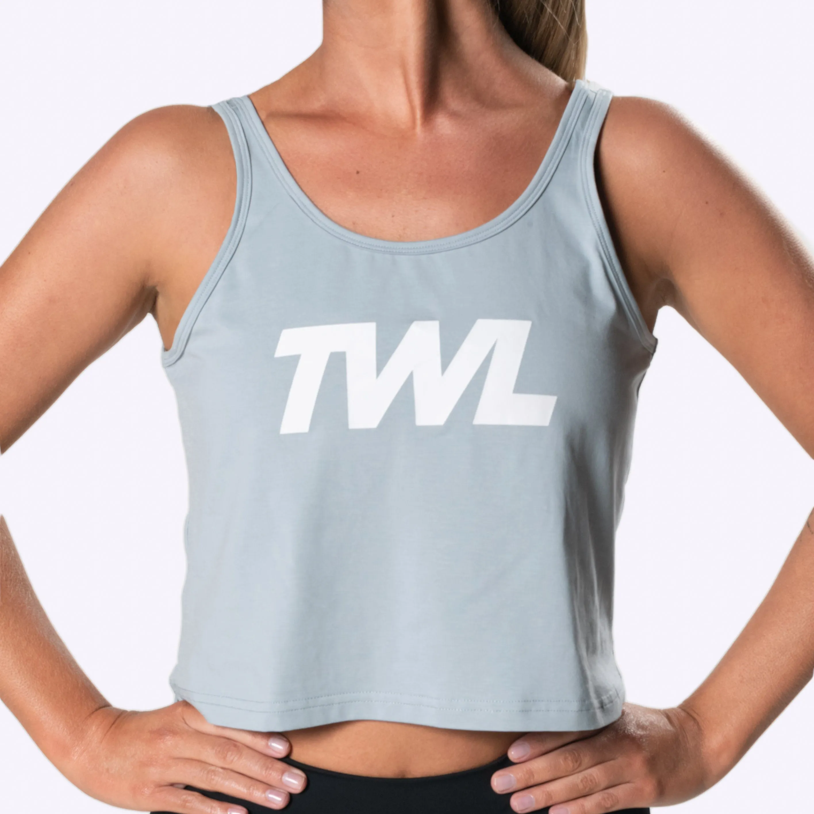 TWL - Women's Cropped Spirit Tank - POWDER BLUE/WHITE