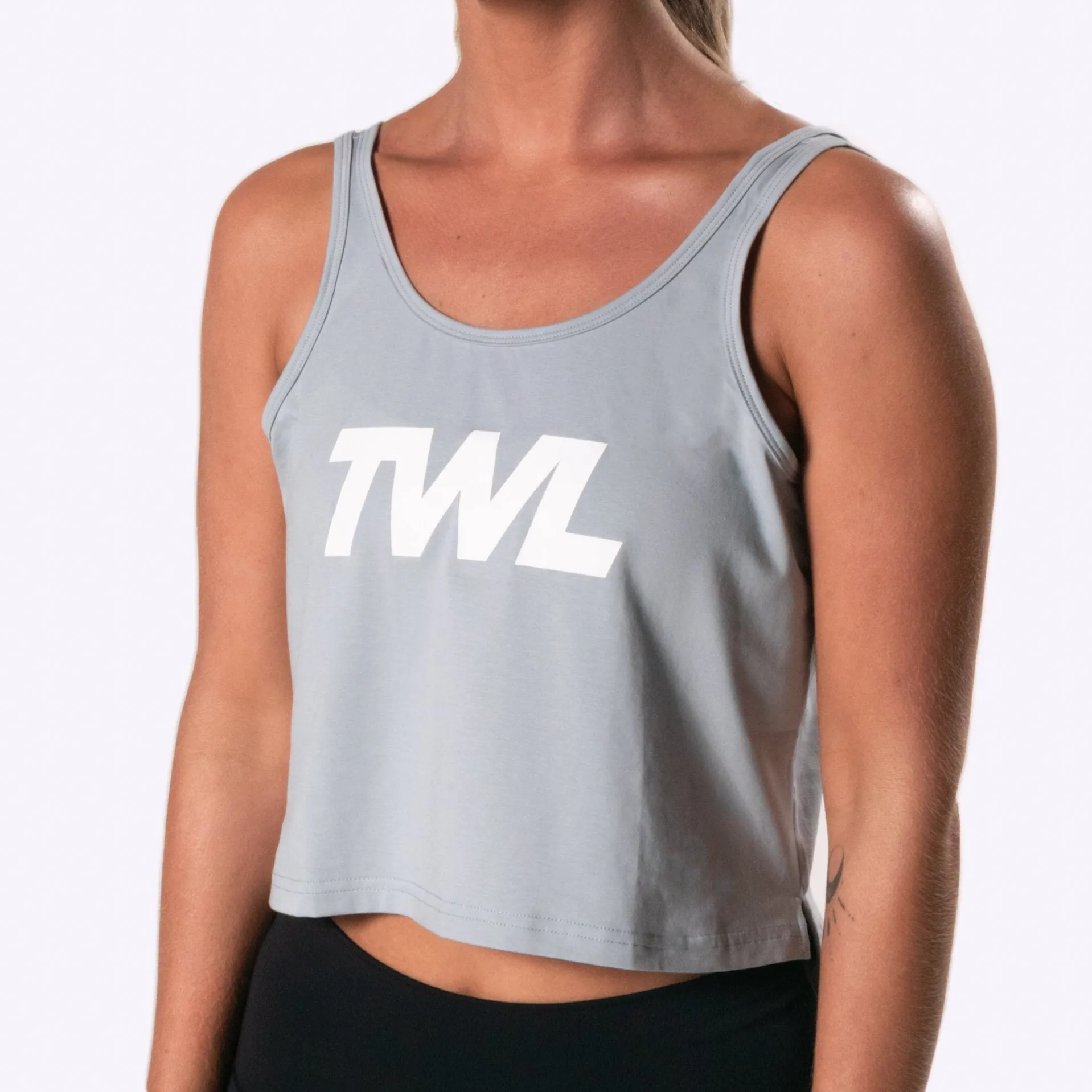 TWL - Women's Cropped Spirit Tank - POWDER BLUE/WHITE